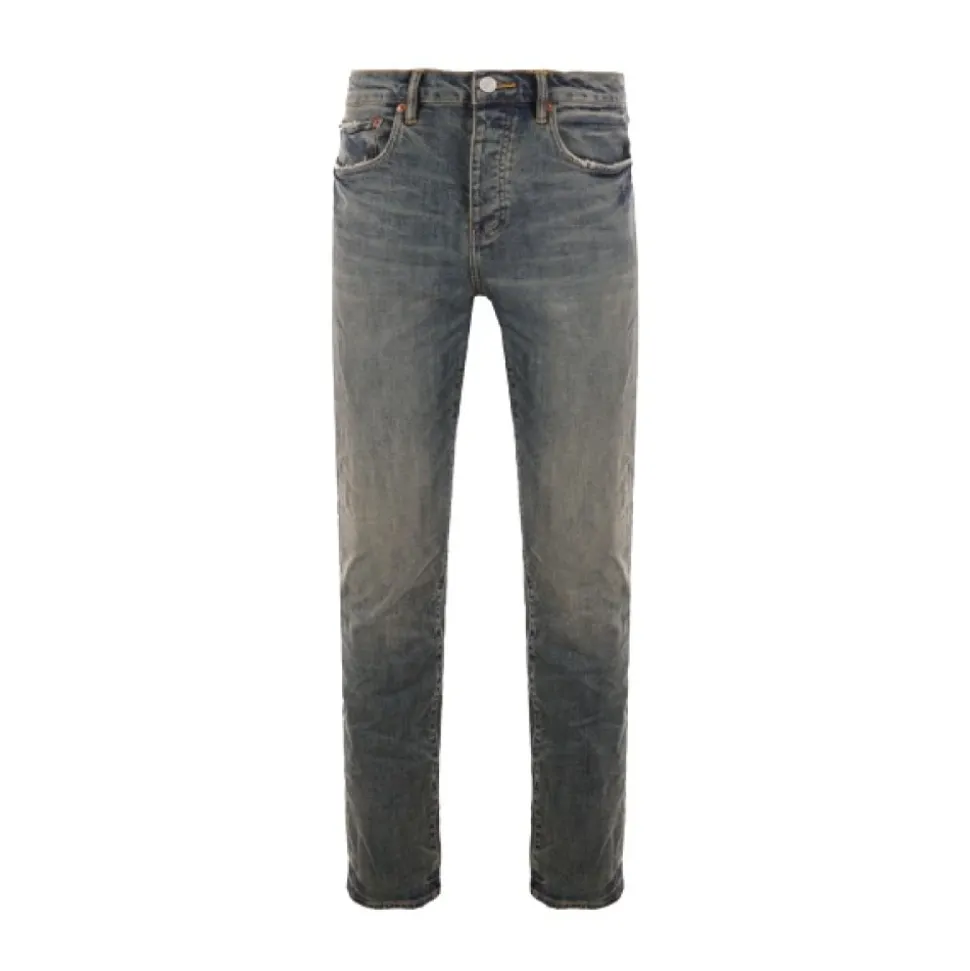 Slim-Fit Denim Jeans in Indigo met Distressed Effect