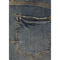 Slim-Fit Denim Jeans in Indigo met Distressed Effect
