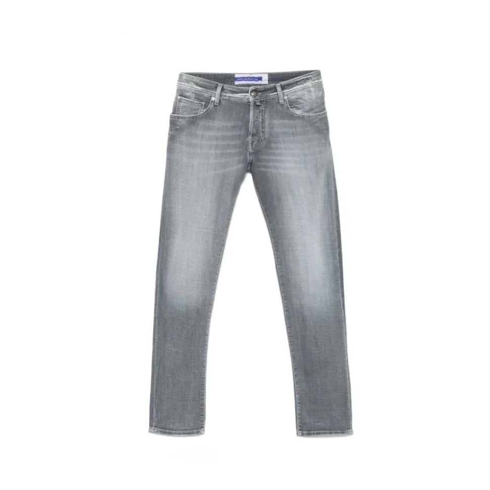Slim Grey Nick Jeans met Rips