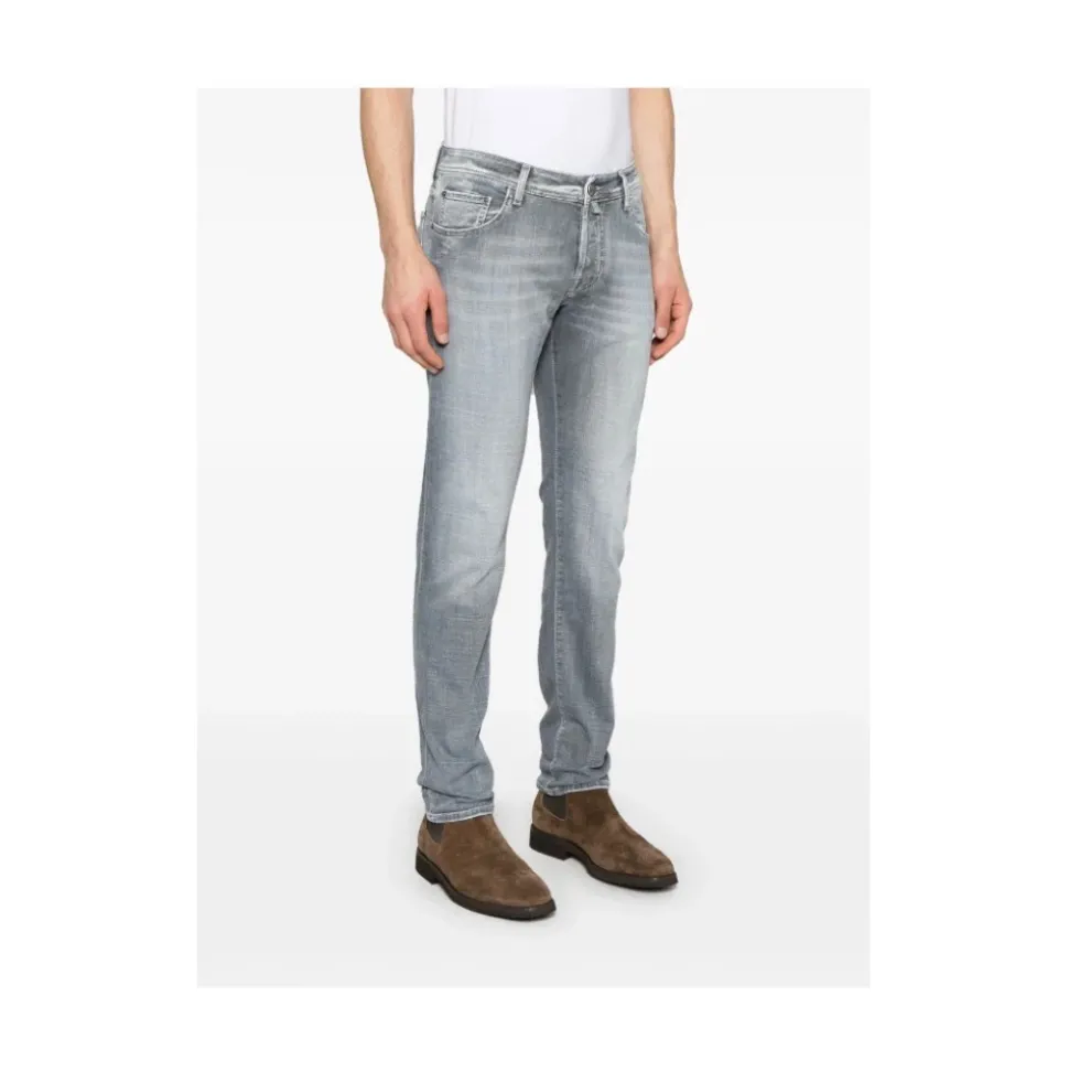 Slim Grey Nick Jeans met Rips