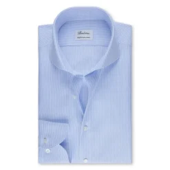 Slimline Blauw/Wit Gestreept Overhemd