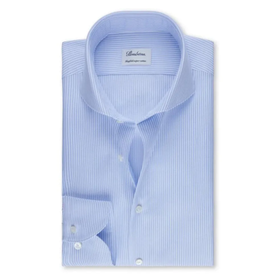 Slimline Blauw/Wit Gestreept Overhemd