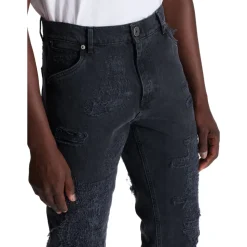 Straight Distressed Repaired Jeans