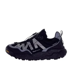 Suède en technische stof sneakers - Wit-Zwart