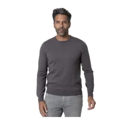 Taupe Merino Wol Ronde Hals Trui