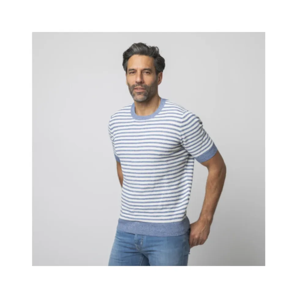 Textured T-shirt van gebreide stof met korte mouwen