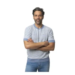 Textured T-shirt van gebreide stof met korte mouwen
