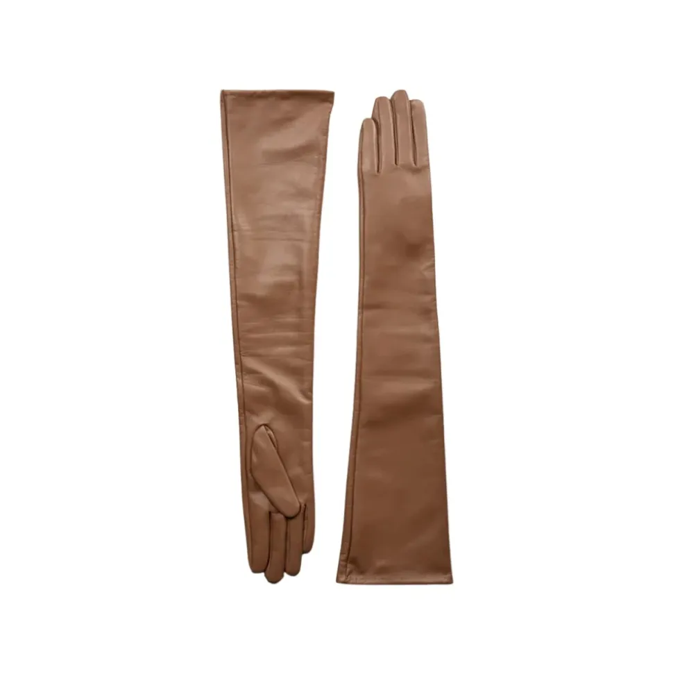 TG Camel Ellebooglange Leren Handschoenen