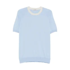 T-shirt van gebreid materiaal met korte mouwen en ronde hals