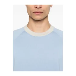 T-shirt van gebreid materiaal met korte mouwen en ronde hals