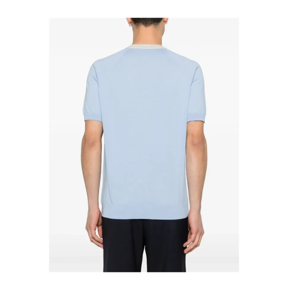 T-shirt van gebreid materiaal met korte mouwen en ronde hals