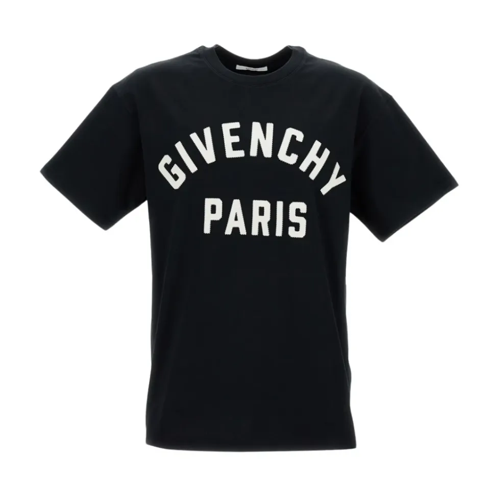 T-shirt van katoen met Parijs borduursel