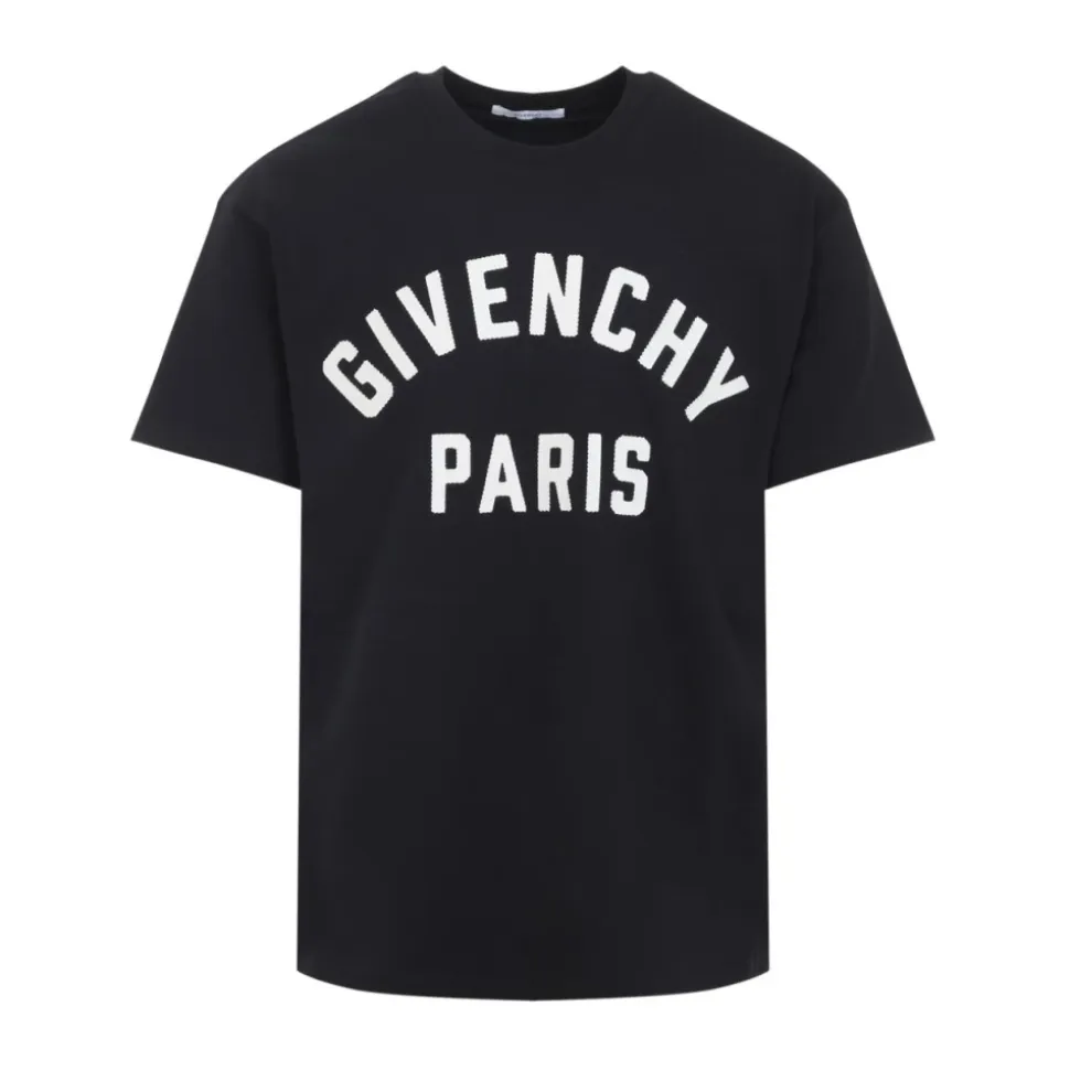 T-shirt van katoen met Paris-borduursel