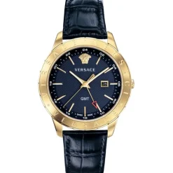 UNIVERS GMT blauw goud leren horloge