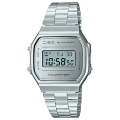 Vintage A168WEM-7EF Digitaal Horloge met Roestvrij Stalen Armband