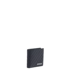 Wallet in black woven print leather