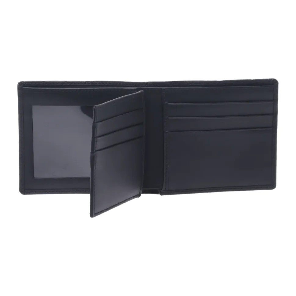 Wallet in black woven print leather