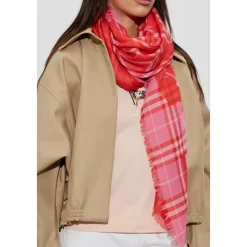 Wide EKD Check Wool Silk Scarf