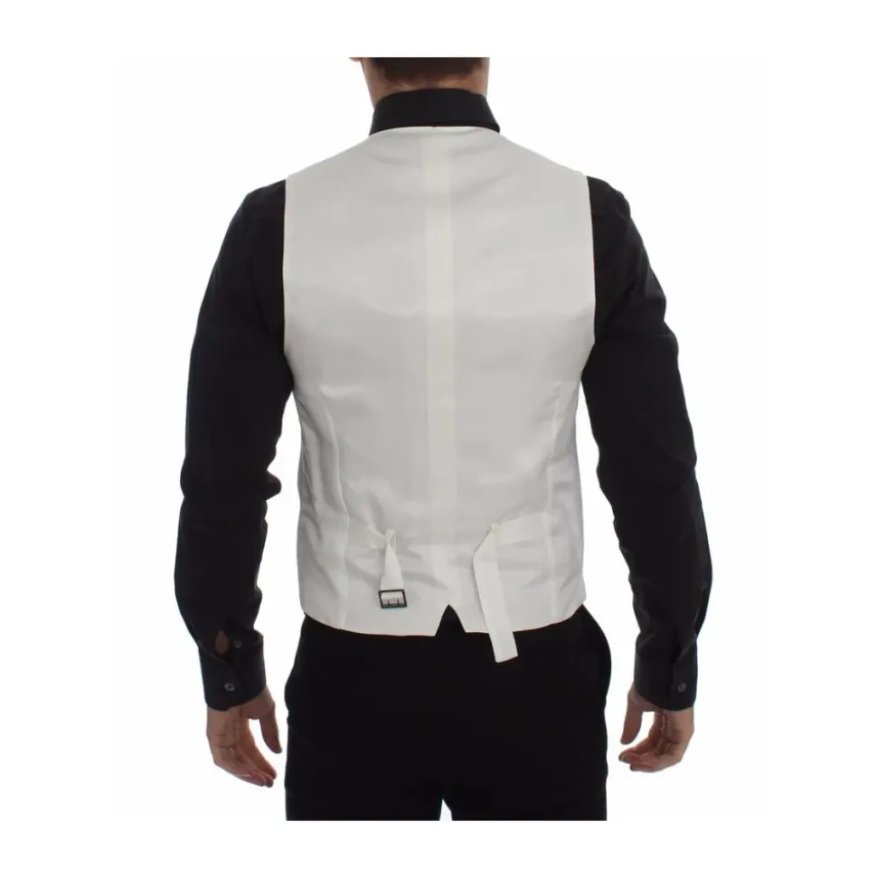 Wit Katoen Zijde Blend Jurk Vest