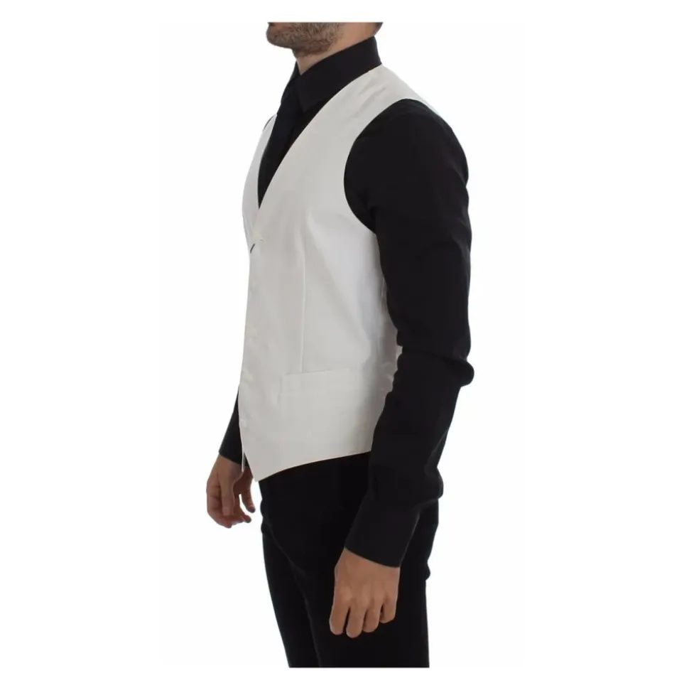 Wit Katoen Zijde Blend Jurk Vest
