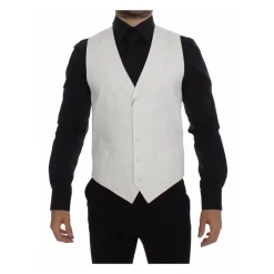 Wit Katoen Zijde Blend Jurk Vest