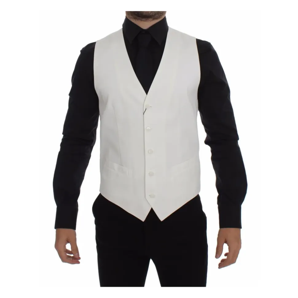 Wit Katoen Zijde Blend Jurk Vest
