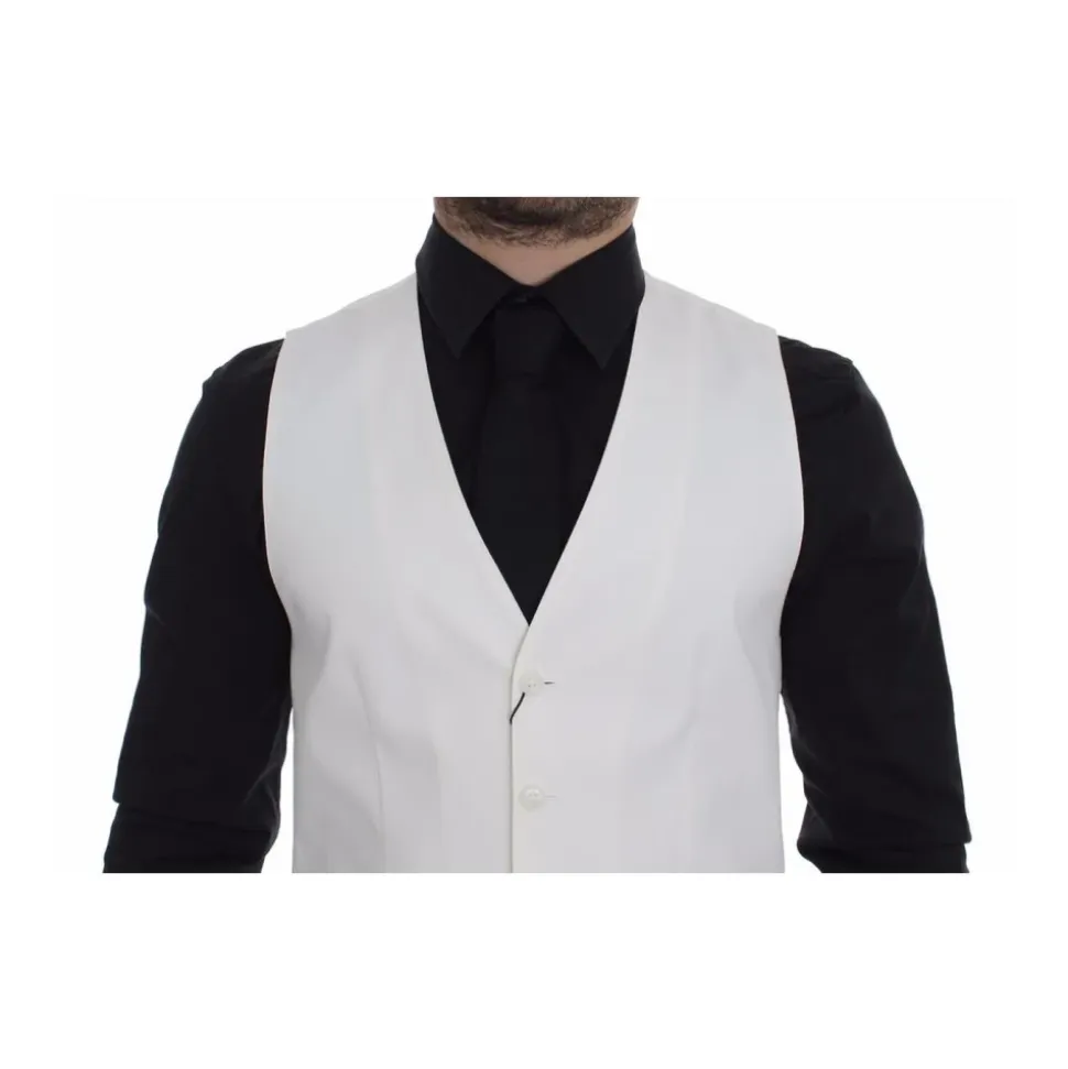Wit Katoen Zijde Blend Jurk Vest
