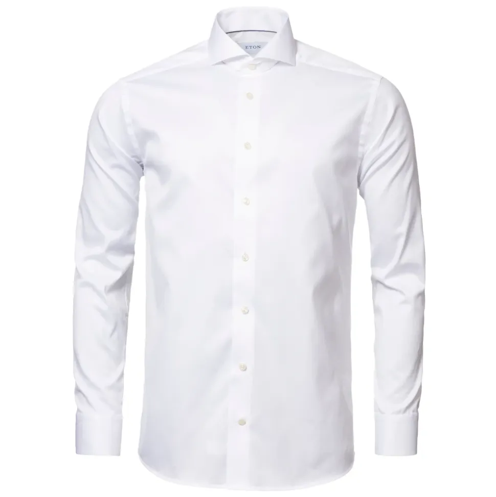 Wit Signature Twill Overhemd - Extreme Cut Away
