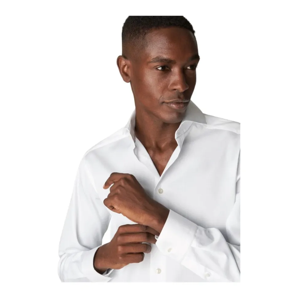 Wit Signature Twill Overhemd - Extreme Cut Away