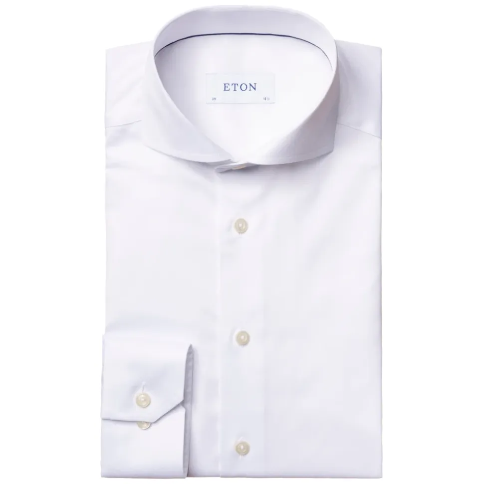 Wit Signature Twill Overhemd - Extreme Cut Away