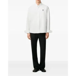 Witte Poplin Overhemd met Logo Borduursel