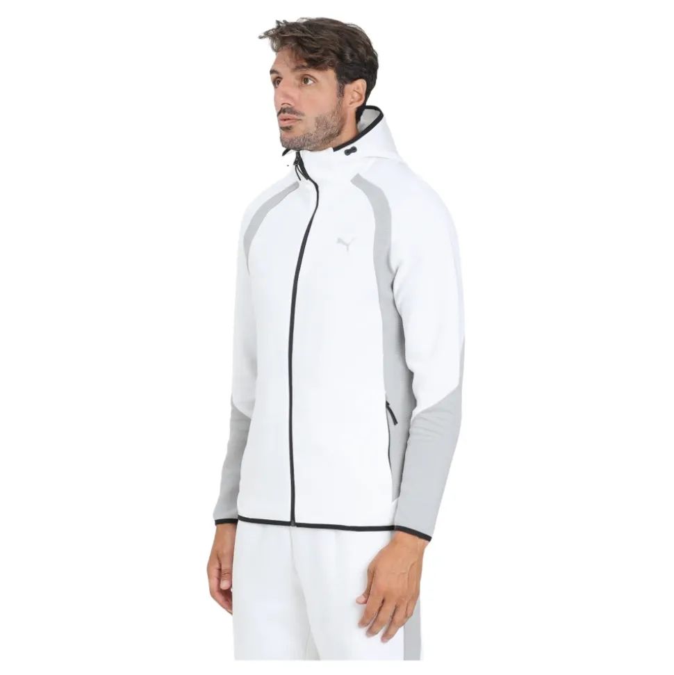 Witte Zip Sweater Evostripe Mannen