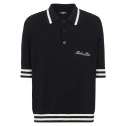 Wollen poloshirt met handtekening borduurwerk