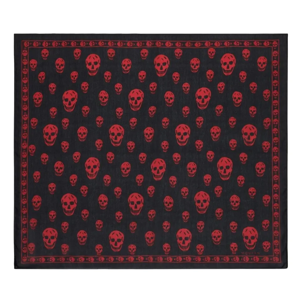 Zijden chiffon sjaal met schedelmotief