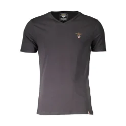 Zwart Katoen V-Hals Logo T-Shirt