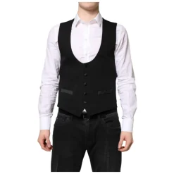 Zwart Wol Formeel Vest Jurk Vest