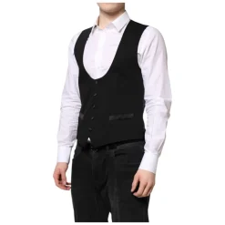 Zwart Wol Formeel Vest Jurk Vest