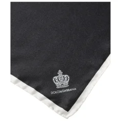 Zwart Crown Logo Zijden Zakdoek Sjaal