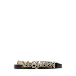 Zwarte leren Riem - Hoogte: 2 cm