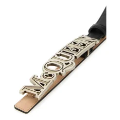 Zwarte leren Riem - Hoogte: 2 cm