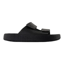 Zwarte Leren Sandalen - Slip-On Stijl