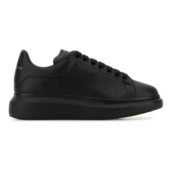 Zwarte Leren Sneakers met Hak