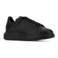 Zwarte Leren Sneakers met Hak