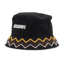 Zwarte vissershoed met wit geborduurd logo