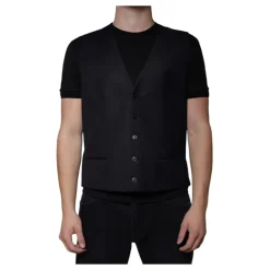 Zwarte Wollen Blend Vestjurk
