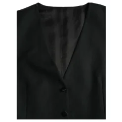 Zwarte Wollen Jurkvest Enkel Breasted
