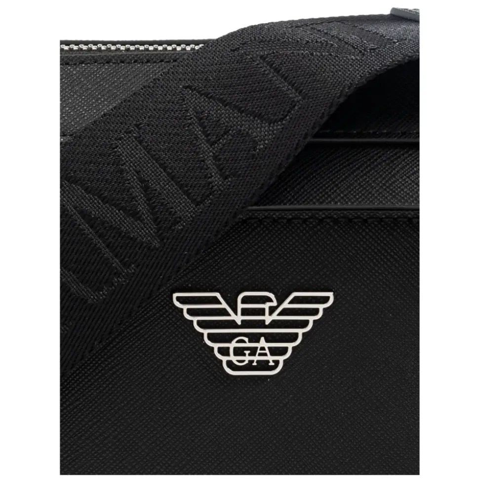 Zwarte Crossbody Tas Stijlvolle Saffiano Afwerking