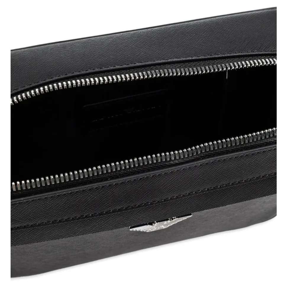 Zwarte Crossbody Tas Stijlvolle Saffiano Afwerking