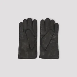 Zwarte hertenleren handschoenen