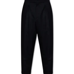 Zwarte katoenen broek met zijstrepen